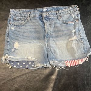 Red white blue Jean shorts